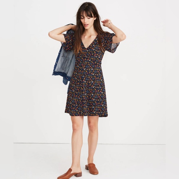 Madewell Cross-Front Mini Dress in Garden Party - Size 00 - Picture 1 of 7